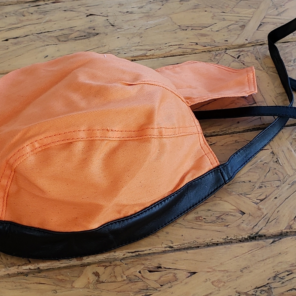 Cotton bandana with leather trim and ties